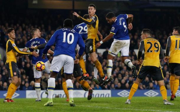 La testata di Williams per il goal vittoria dell'Everton, www.telegraph.co.uk