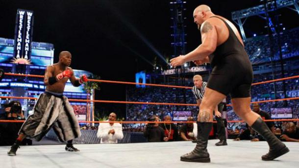 Floyd Mayweather battled The Big Show at WrestleMania (image: Sky Sports)