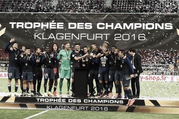 El PSG de Emery comenzó ganando la Supercopa ante el Lyon en Austria. Foto: (psg.fr)