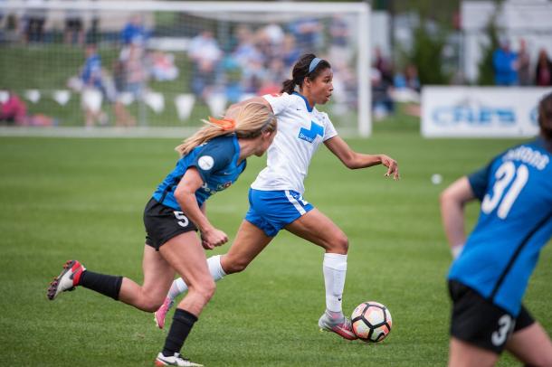 Margaret Purce came inches away from doubling Boston's lead. Source: Boston Breakers