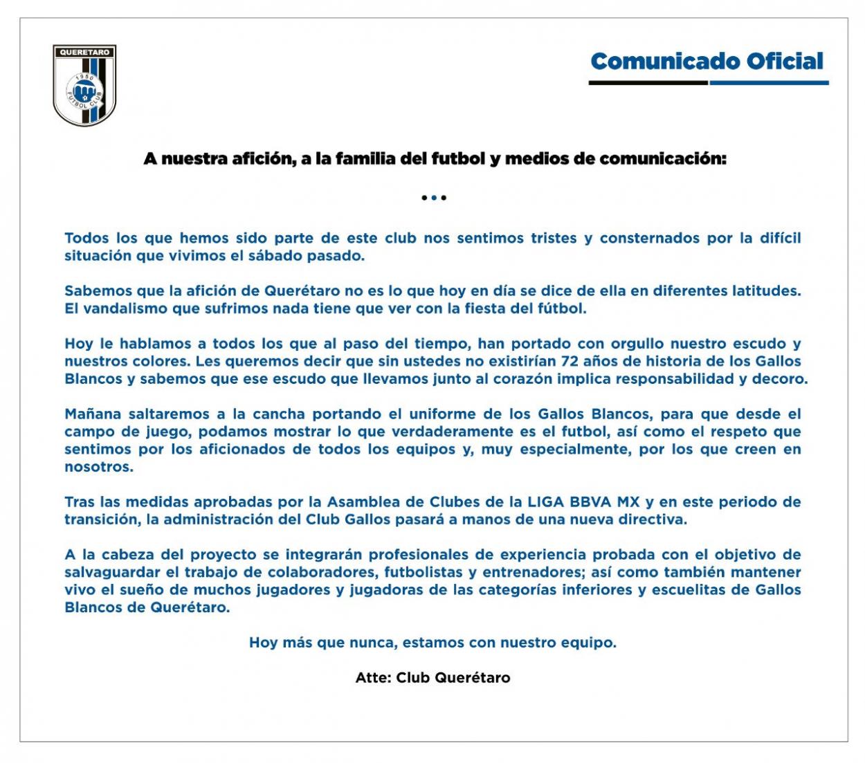 Press release Club Querétaro/Image: Club_Queretaro