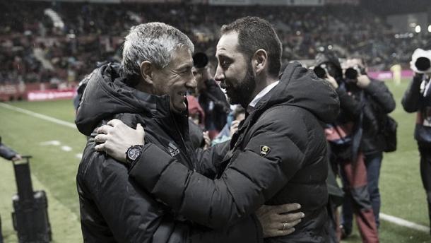 Setién y Machín en un Girona-Betis. | Fuente: elcornerdelsur.com