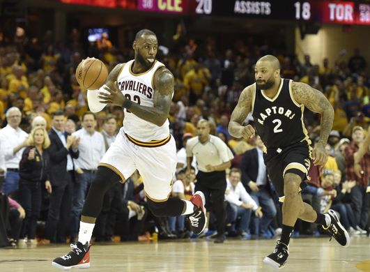 Cleveland Cavaliers forward LeBron James (23) steals the ball from Toronto Raptors forward P.J. Tucker (2). Photo by:David Richard-USA TODAY Sports 