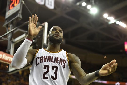 Cleveland Cavaliers forward LeBron James (23) reacting during the game. Photo by:David Richard-USA TODAY Sports  