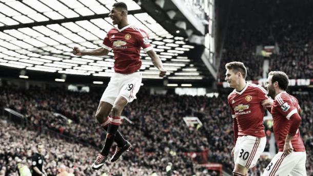 Rashford enjoys his first of two goals against Arsenal | Photo: Foxsports