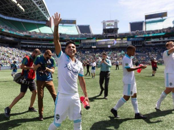 Ruidiaz en su debut con Seattle Sounders. Fuente: Seattle Sounders