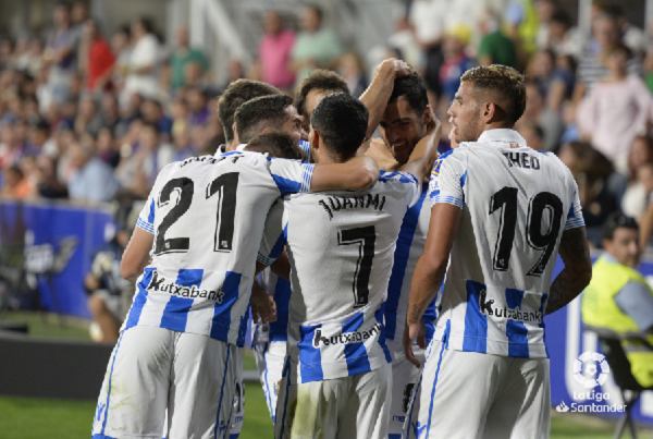 Los jugadores realistas celebran el gol de la victoria de Merino | Foto: La Liga