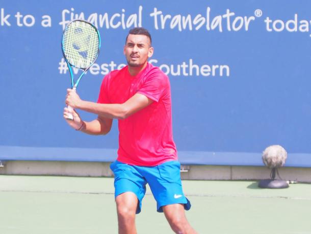 Nick Kyrgios during his first round win in Cincinnati (Photo: Noel Alberto/VAVEL)