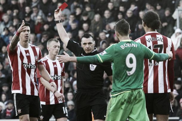 Fonte was sent off to become Saints fifth player to be sent off this season (photo source: getty)