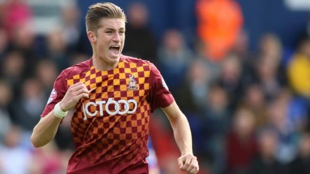 Reece Burke in action for Bradford City on loan last season | Photo: Sky Sports