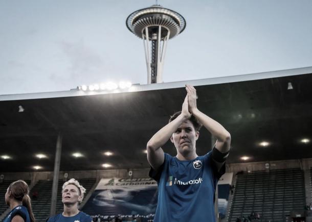 Captain Keelin Winters at her final home match with Seattle Reign at Memorial Stadium. | Photo: Seattle Reign