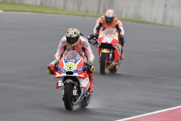 Iannone in front of race winner Marquez at one point - www.ducati.com