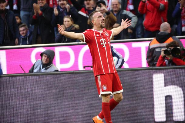 Ribery celebra el mejor gol de la tarde | fuente:@FCBayern