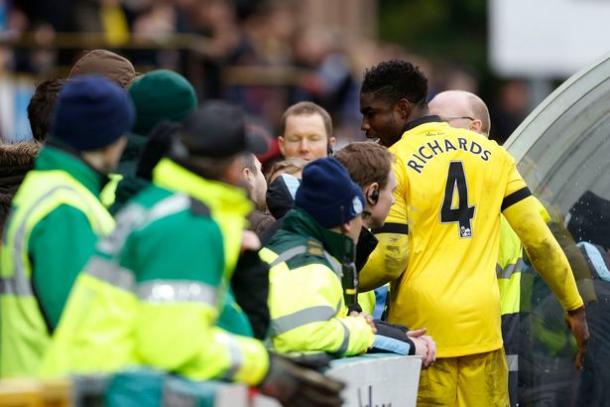 Micah Richards speaks with fans after the FA Cup game on Saturday (photo: getty)