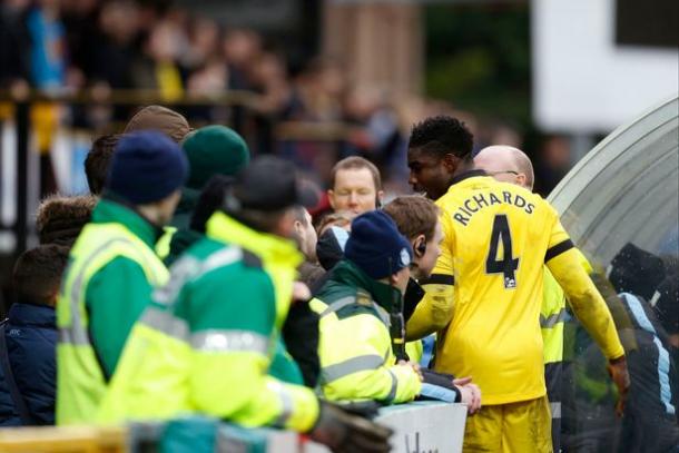 Micah Richards argues with fans after the Wycombe game (photo: getty)