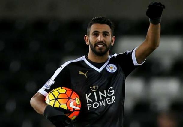 Riyad Mahrez took home the match ball on Saturday after a game-winning hat-trick. (Photo: Goal)