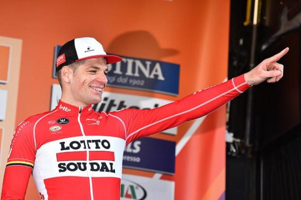 Podio de Roelandts en Milán-San Remo | Fuente: Lotto-Soudal oficial.