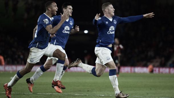 Ross Barkley celebrates after scoring what looked like a stoppage-time winner. (Image: Sky Sports)