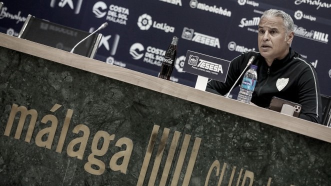 Sergio Pellicer en rueda de prensa. / Foto: Málaga CF