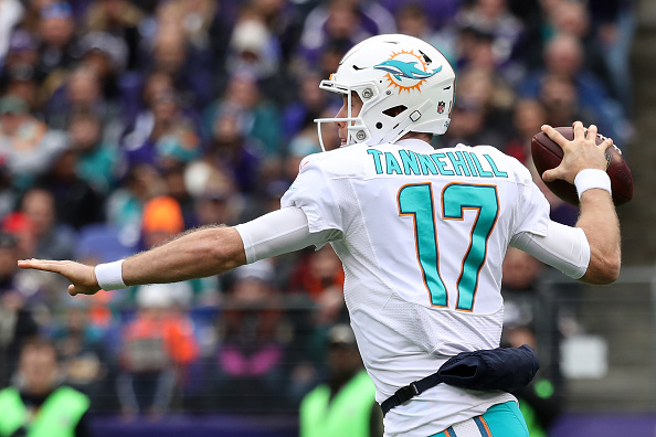 How much the Dolphins believe in Ryan Tannehill will tell the story of the 2018 NFL Draft for the team. | Rob Carr, Getty Images