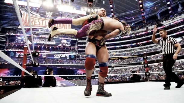 Kalisto retained at 'Mania. Photo- WWE.com
