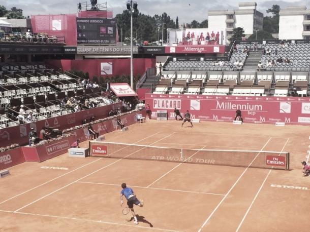 Pablo Carreno Busta serving against Fernando Verdasco on their first round match. (Pedro Cunha/VAVEL)