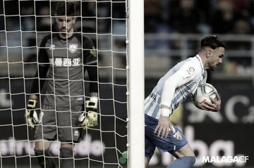 Sadiku tras un gol / Foto: Málaga CF
