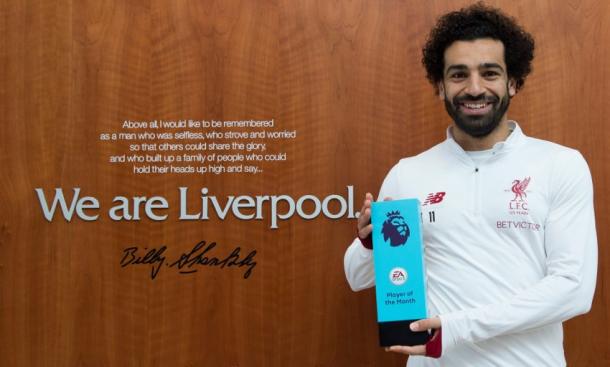 Mohamed Salah vince il premio come miglior giocatore del mese di febbraio | www.twitter.com (@LFC)
