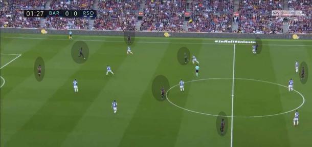 Menos en la salida de balón, dónde Busquets se incrustaba entre los centrales, el Barça jugó en un 4-3-3 | Jordi Grífol - VAVEL