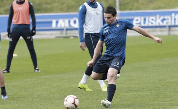 Luca Sangalli en un entrenamiento con la Real. Imagen:// Real Sociedad