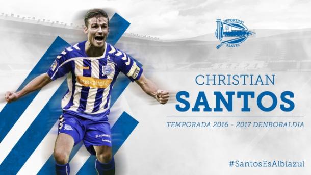 Cristian Santos, en su presentación como jugador del Alavés. Fuente: deportivoalaves.com