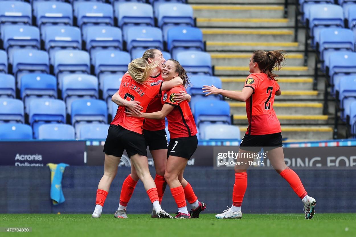  Veatriki Sarri of Brighton & <strong><a  data-cke-saved-href='https://www.vavel.com/en/football/2023/03/19/womens-football/1141253-amy-merricks-im-really-proud-of-the-squad.html' href='https://www.vavel.com/en/football/2023/03/19/womens-football/1141253-amy-merricks-im-really-proud-of-the-squad.html'>Hove Albion</a></strong> celebrates with teammates after scoring the side's second goal during the FA Women's Super League match between Reading and Brighton & <strong><a  data-cke-saved-href='https://www.vavel.com/en/football/2023/03/19/womens-football/1141253-amy-merricks-im-really-proud-of-the-squad.html' href='https://www.vavel.com/en/football/2023/03/19/womens-football/1141253-amy-merricks-im-really-proud-of-the-squad.html'>Hove Albion</a></strong> at <strong><a  data-cke-saved-href='https://www.vavel.com/en/football/2022/03/18/championship/1105593-reading-vs-blackburn-rovers-preview-how-to-watch-kick-off-time-team-news-predicted-lineups-and-ones-to-watch.html' href='https://www.vavel.com/en/football/2022/03/18/championship/1105593-reading-vs-blackburn-rovers-preview-how-to-watch-kick-off-time-team-news-predicted-lineups-and-ones-to-watch.html'>Select Car Leasing</a></strong> Stadium on March 26, 2023 in Reading, England. (Photo by Mike Owen - The FA/The FA via Getty Images)