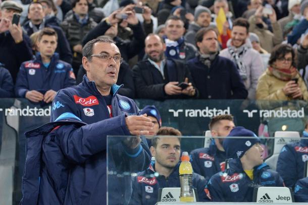 Maurizio Sarri allo Juventus Stadium, seconda apparizione per lui sulla panchina del Napoli - Foto Getty Images 