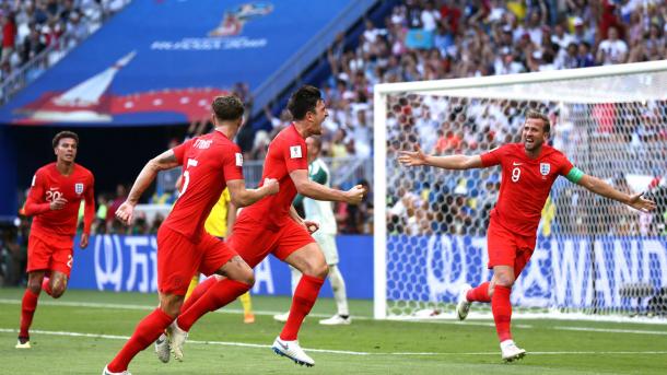 Harry Maguire celebrates his first international goal | Source: Getty Images via FIFA.com