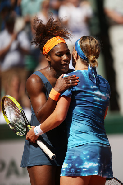 ​ Serena Williams of United States of America and Svetlana Kuznetsova of Russia hug after their Women's Singles Quarter-Final match against on day ten of the French Open at Roland Garros on June 4, 2013 in Paris, France. (Matthew Stockman/Getty)Serena Williams of United States of America and Svetlana Kuznetsova of Russia hug after their Women's Singles Quarter-Final match against on day ten of the French Open at Roland Garros on June 4, 2013 in Paris, France. (Matthew Stockman/Getty) 