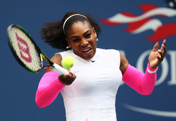 Williams in her fourth round match with Shvedova (Photo by Al Bello / Getty Images)