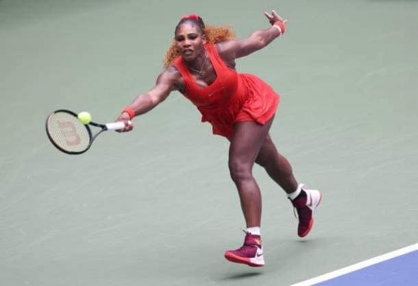 Serena stretching during her US Open campaign (Al Bello)