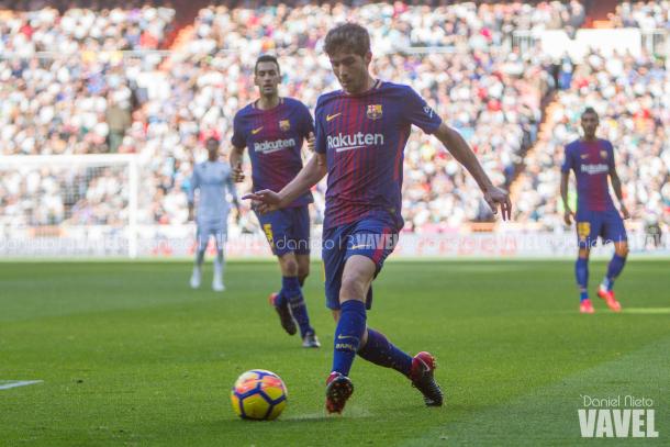 Sergi Roberto en el partido pasado en el Bernabéu / Foto: Daniel Nieto (VAVEL.com)