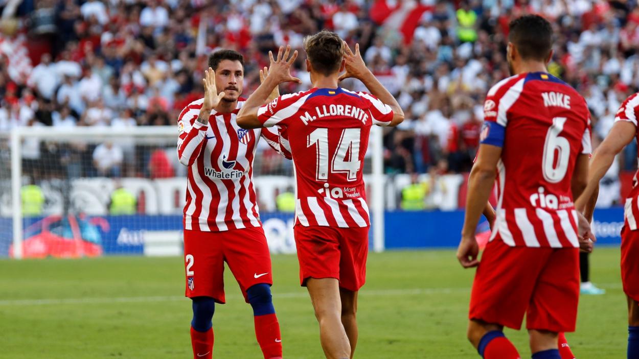 Llorente celebra su gol en el último partido en el Pizjuán / DAZN