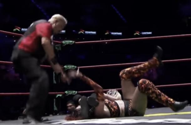 Star seems to lock on an armbar whilst Rosemary screams for help (Image: Youtube)