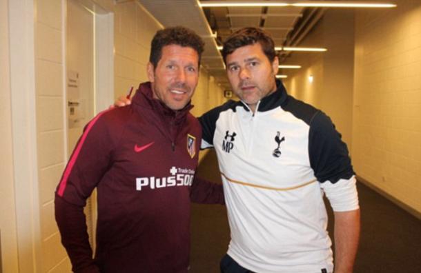 Simeone and Pochettino pictured together ahead of the game.