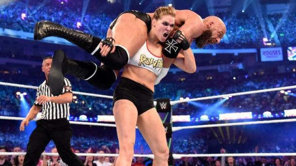 Rousey's love affair with WWE started off with a laugh eight years ago (image: SkySports)