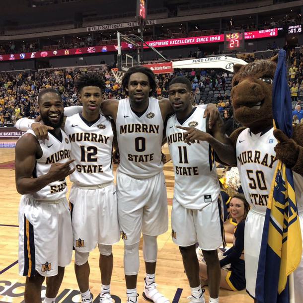 Murray State players celebrate clinching the school's first NCAA berth in six years/Photo: Murray State athletics