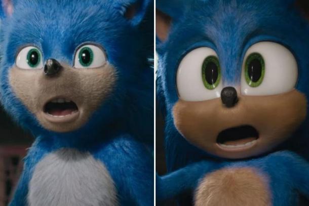 Comparación primer Sonic (trailer) y segundo Sonic (rediseño)