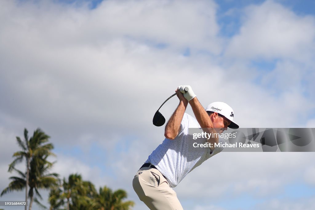 Keegan Bradley of the United States plays his shot from the tenth tee during the third round of the Sony Open in Hawaii at Waialae Country Club on January 13, 2024 in Honolulu, Hawaii. (Photo by Michael Reaves/Getty Images)