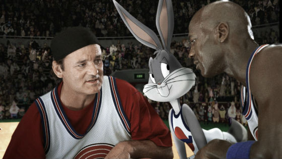 Bill Murray, Bugs Bunny y Michael Jordan, protagonistas de 'Space Jam'. Foto. Rolling Stone.