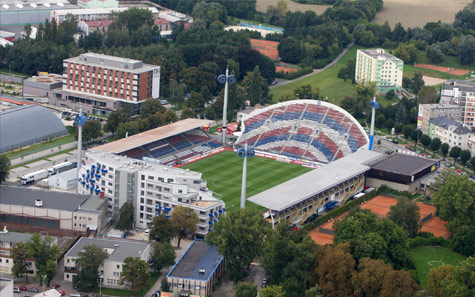 Imagen aérea del Andruv Stadion / Foto: Sigma Olomouc