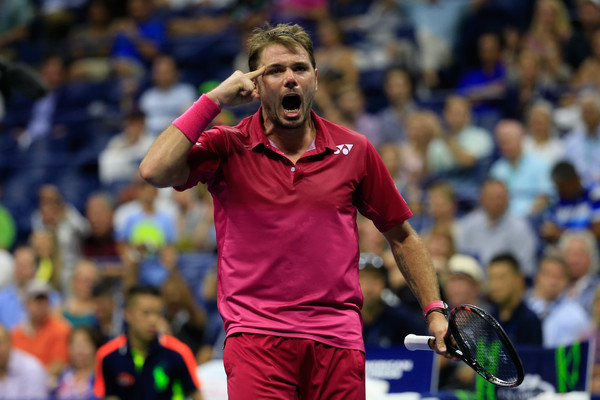 Wawrinka after levelling the second set against Nishikori (Photo by Chris Trotman / Getty Images)