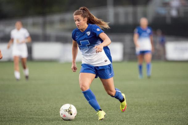 U.S. international and Boston Breakers forward Stephanie McCaffrey will need to start producing goals as soon as possible for the goal less Breakers. Photo provided by Mike Gridley