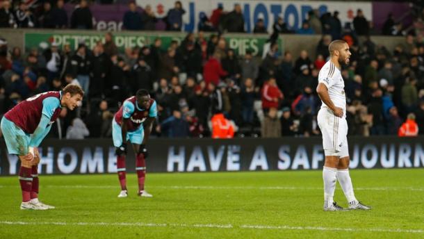 Swansea y West Ham empataron en el encuentro de la primera vuelta. Foto: ITV